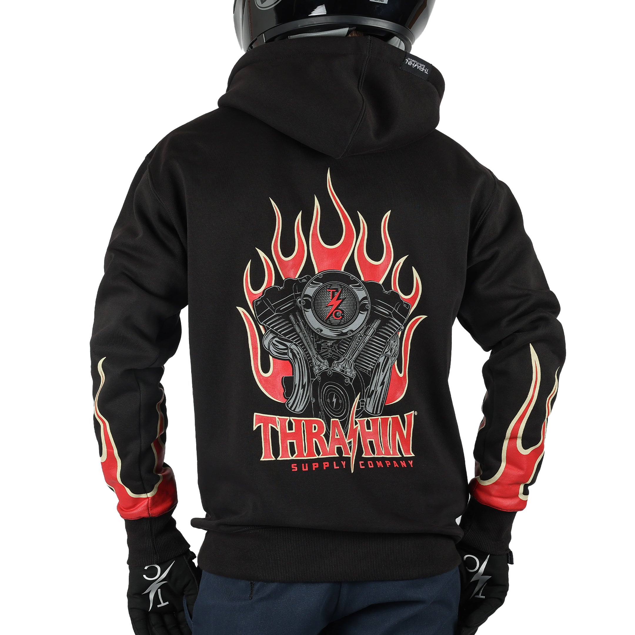 Thrasher hoodie discount flames on sleeves