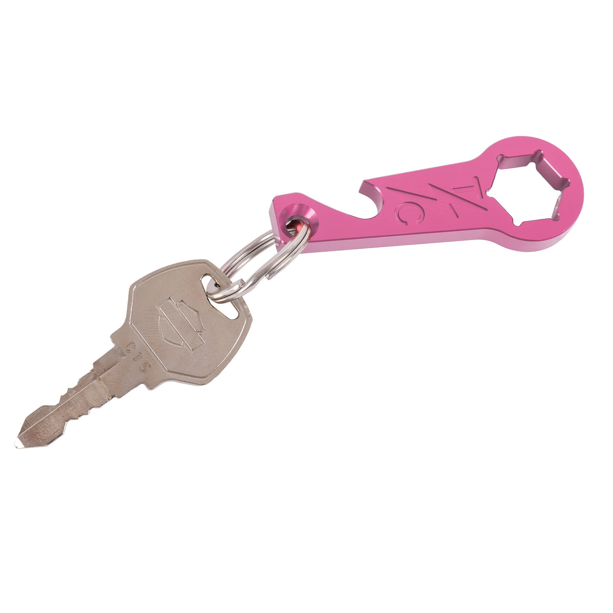 TSC Seat Screw Tool + Bottle Opener Key Chain - Pink